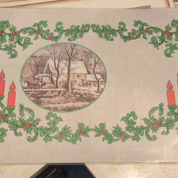 Vintage Currier and Ives Winter Scenes Plastic Coated Placemats - Picture 6 of 10